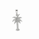 Silver Mini Cz Palm Tree Pendant